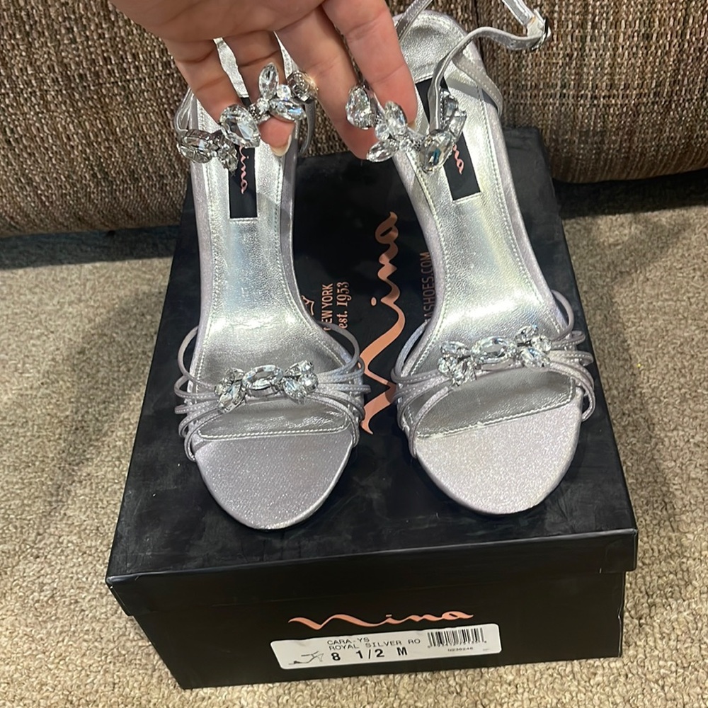 Nina silver sandals with crystals